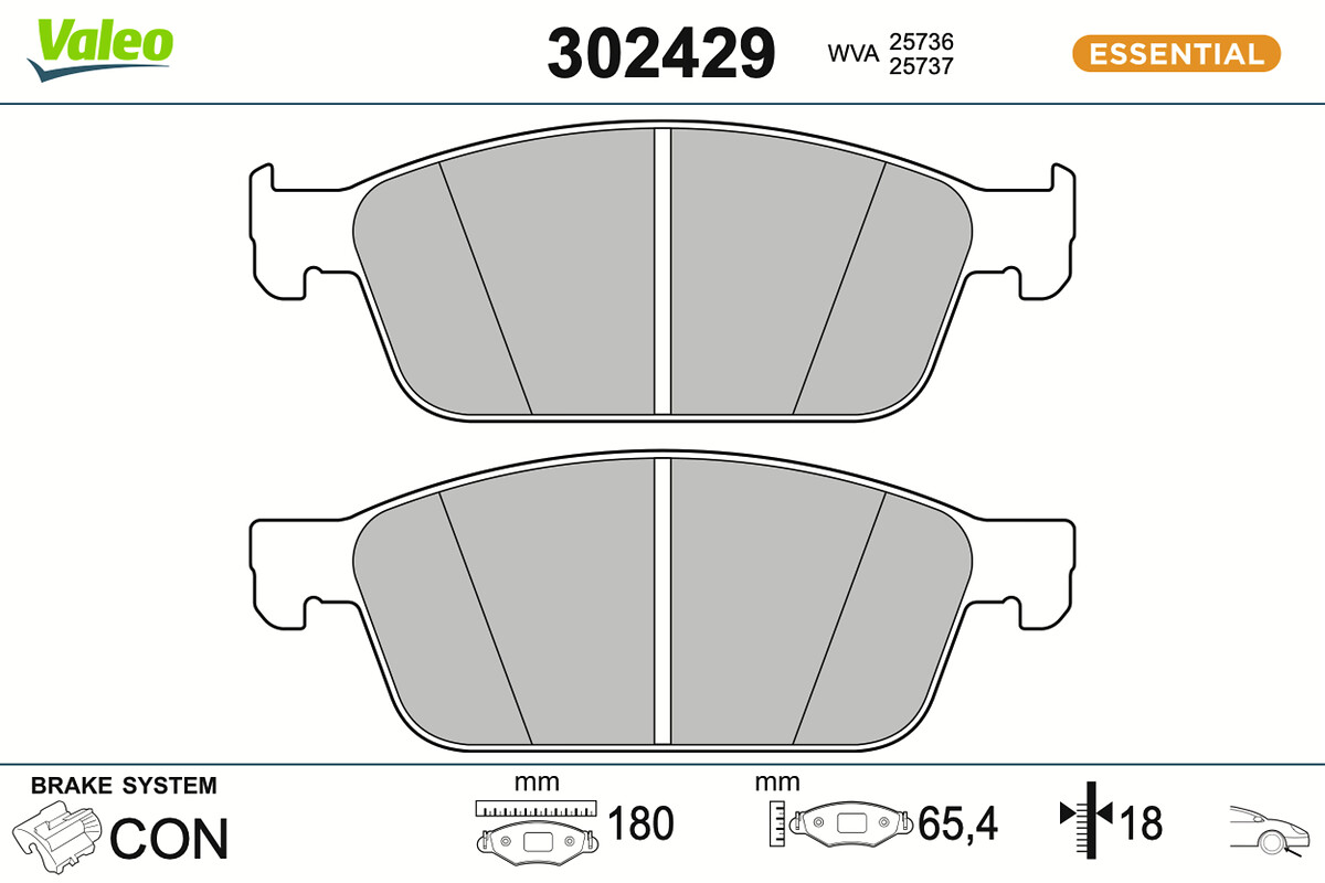 Jeu de 4 plaquettes de frein VALEO ref. 302429